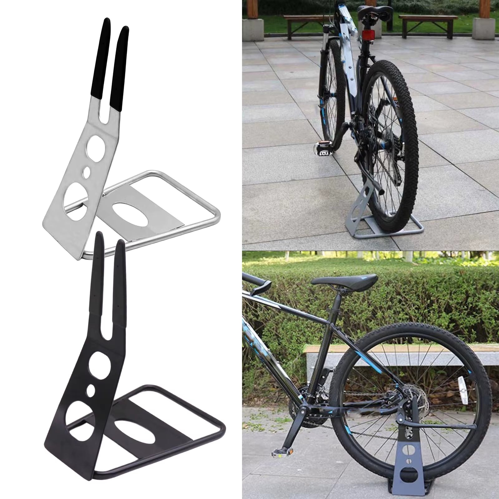 Steel Bike Holder Hub Mounted Sturdy Floor Stand Bike Repair Stand Sport Parking Rack Anti-Scratching Floor Stand Bicycle Parts